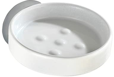 WENKO Vacuum-Loc® Seifenablage Capri, praktische Ablage für Seife, festes Duschgel oder Haarshampoo ohne Verpackung, Befestigung ohne zu bohren, rostfreier Zinkdruckguss und Keramik, 11 x 6 x 15 cm