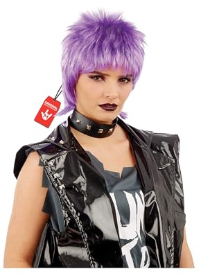 Fun Shack Lila Punk Perücke Damen – 80er Jahre Vokuhila Rocker Kostüm Zubehör für Karneval, Fasching & Halloween