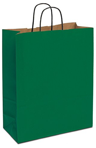 Papiertasche edel & stabil | 150 Stück grün 32+14x42 cm | Qualität aus deutscher Produktion | Tragetasche aus Papier | HUTNER