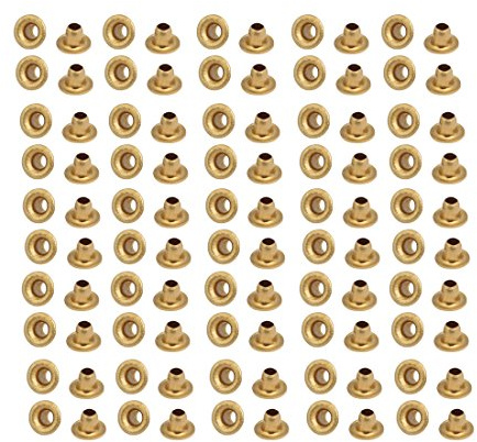 sourcing map 100stk Uberzogene Hohle Ösen Der Metallnieten Goldton M2x2mm | Messing