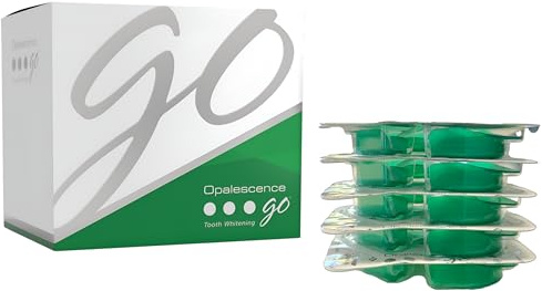 Opalescence Go - Prefilled Teeth Whitening Trays - Original 15% - (4 Treatments) - Hydrogen Peroxide with PF - Cool Mint - Made by Ultradent. 4648-1