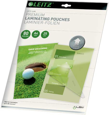 LEITZ® Laminiertasche iLAM UDT, A4, 0,08 mm, farblos, glänzend (25 Stück), Sie erhalten 1 Packung á 25 Stück