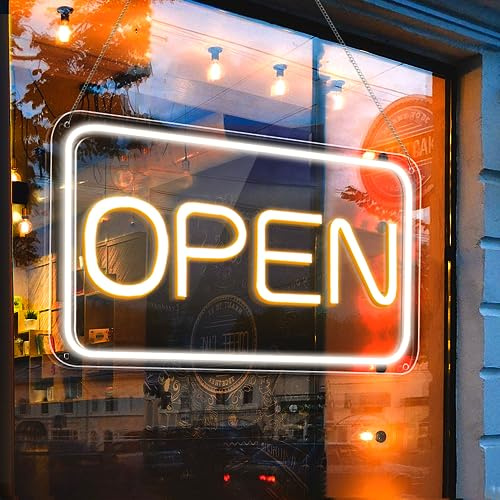 Open Signs for Business, COB Chip LED Neon Open Sign, 16x 9 Bright Electric Light Up Open Signs with ON/OFF Switch for Bars, Stores, Coffee Shop, Hotel, Window, Outdoor etc.