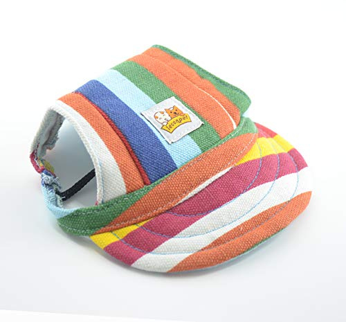 leconpet Cappellini da baseball con tracolla regolabile e comodi fori per le orecchie per cani di piccola taglia media e grande protezione solare esterna (XL, strisce)