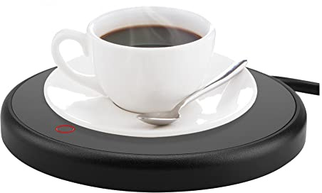 Tassenwärmer mit Touchscreen Schalter, Elektrischer Kaffeetassenwärmer für Bürokaffee, Milch, Tee, Wasser(EU Plug Schwarz)