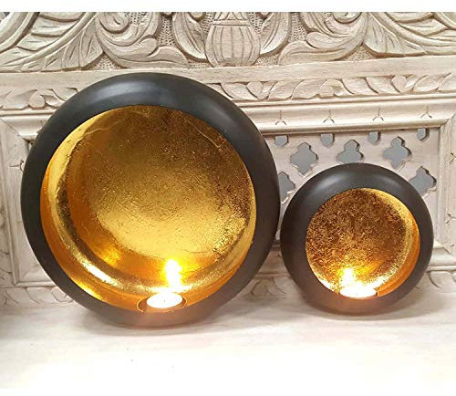 Dinesh WLC1680 Lot de 2 photophores muraux orientaux en métal pour intérieur et extérieur Noir Pour décoration de Pâques Idée cadeau fête des mères