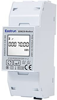 Advanced Digital Modbus Single-Phase Meter, Electric Energy Meter - Up to 100A Direct Load - 15 parameters and 4 kWh Modes, RS485 Modbus RTU/M-Bus EN13757-3 Port - 36/2P Module - SDM230-MODBUS-MID V2