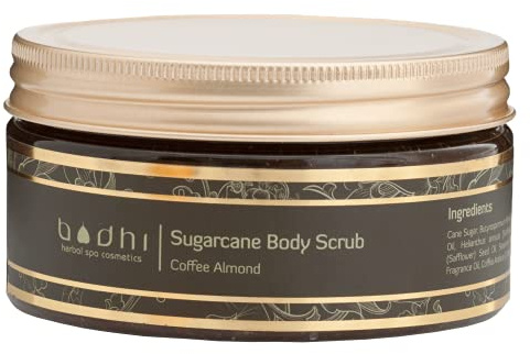 BODHI® Körperpeeling Rohrzucker und Kaffee / 250 ml, mit Kokosöl und Sheabutter, gegen Cellulite, für Hautnahrung und Energie, bio & vegan, 98% natürlich…