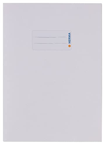 HERMA 7054 Heftumschläge A5 Papier Weiß, 10 Stück, Hefthüllen mit Beschriftungsfeld aus kräftigem Recycling Altpapier & satten Farben, Heftschoner Set für Schulhefte, farbig
