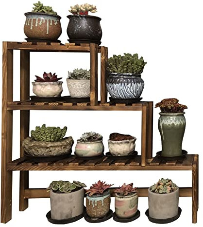 WYFZT Hölzerner hoher Pflanzenständer Pflanzenregal Blumenständer Blumenregal Blumentreppe Blumenbank Fensterbank für Indoor Outdoor Balcony-Fensterbrett-Garten, Zuhause dekorativ (Size : 75x25x70cm)