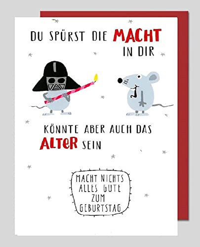 Michel Verlag Glückwunschkarte Geburtstagskarte DU SPÜRST DIE MACHT IN DIR… lustige Klappkarte für jeden Star Wars-Fan! Ausgefallene Comic Birthday Card. Inkl. Umschlag. 12x17cm, Made in Germany!