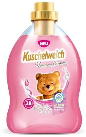 Kuschelweich Premium Weichspüler - 750 ml für 28 Wäschen, kuschlig-weich, hautverträglich, mikroplastikfrei - Eleganz