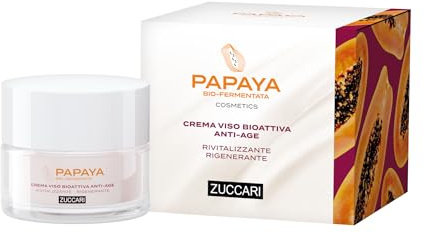 Zuccari Crema Viso Bioattiva Anti-Age Rivitalizzante Rigenerante, Vaso da 50ml, Con Papaya Bio-Fermentata, Peptidi Bio-Mimetici e Vitamina C, Promuove Idratazione, Elasticità e Rigenerazione Cellulare