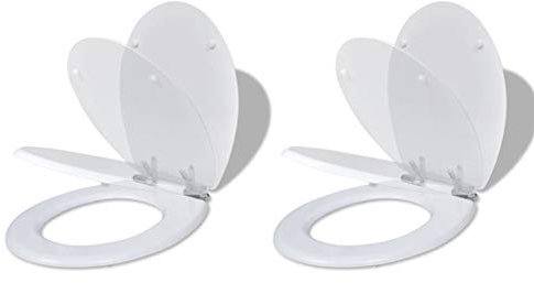 Toilettensitze 2 Stk. mit Absenkautomatik, XIAOGUANG Klodeckel, Toilettendeckel, Wc Sitz, Klobrille, Wc Deckel, Toilettenbrille, MDF Weiß