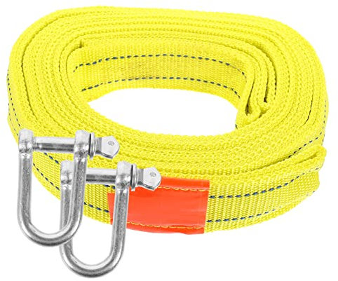 CIYODO 4.8m Langes Autoanhängerseil Stabiles Windenseil Mit Haken Doppellagig Aus Polyester Dickes Abschleppseil Für Outdoor Gelb