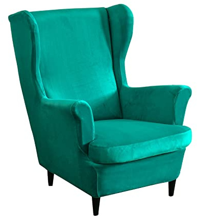 VanderHOME Luxuriöses Schonbezüge Bezug Sesselhusse Elastisch Ohrensessel Schonbezüge Stretch Sesselüberwürfe Waschbar Sofahusse Möbelschutz -Loch Blau