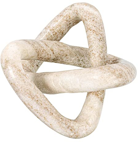 Creative Co-op Moderner dekorativer Marmor-Gliederknoten, Beige Akzent-Dekor, Stein