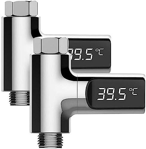 BadeStern Dusch-Thermometer: 2er-Set Armatur-Thermometer, LED-Display 360° drehbar, 0-100 °C (Badewanne, Baby-Badewasser, Lesen)