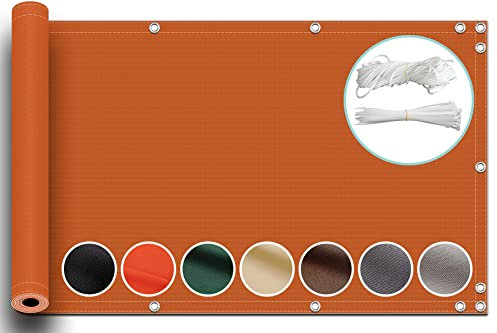 ZQXFZ Sichtschutzzaun 80x400cm Balkon Dekoration Oxford-Stoff Anti-Peeping, Wasserdicht Balkonverkleidung Blickdichte Terassen Sichtschutz -Orange.