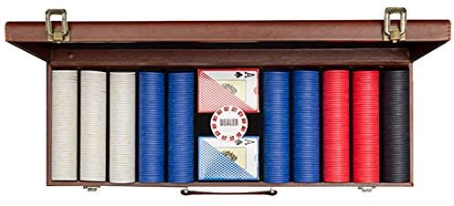 Lxwyq 500-teiliges Poker-Chip-Set Für Texas Holdem, Blackjack, Glücksspiel Mit Tragetasche, Karten Und Würfel-Casino-Chips Keramikmaterial