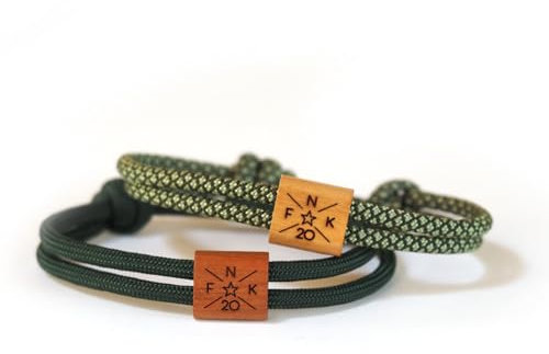 Initialen Holz Partnerarmband Holzarmband mit Wunschgravur aus Segeltau, verschiedene Farben