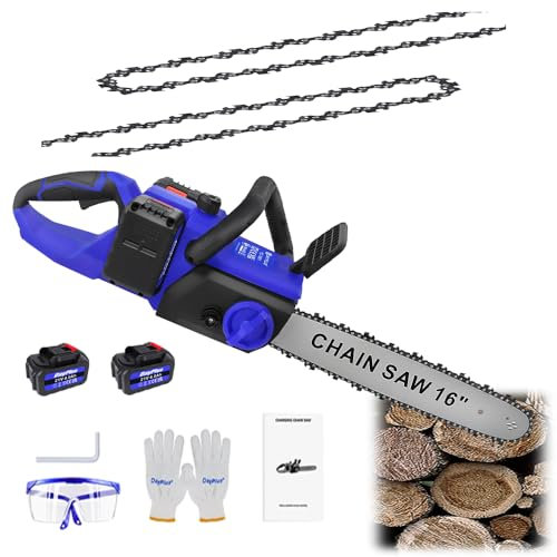 Kettensäge Cordless 16 Zoll Elektro-Kettensäge mit 18000 RPM, Garten Beschneiden Kettensäge Hand Chainsa Brushless w/2x4000mAh Batterien und Ladegerät, Blade-Ketten für Garten Bäume Holz schneiden