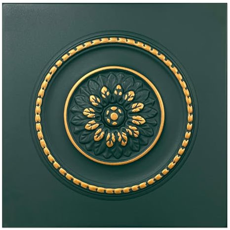 I K H E Malarka Panneaux 3D,panneaux polystyrène,panneaux de plafond rétro,panneaux muraux 3D,décorations,plafonds,revêtement mural vintage,3mm d'épaisseur - 50x50cm - 10 m² - 40pcs (89 ZL-36)