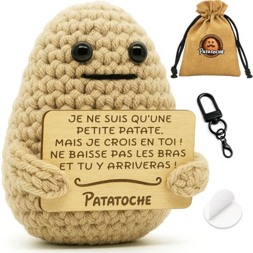 Patatoche® Positive Patate Connectée avec Message Rigolo - Idée Cadeau Femme et Homme : Anniversaire, collègue, Noël, Saint-Valentin | Objet Insolite pour Bureau, Maison, déco