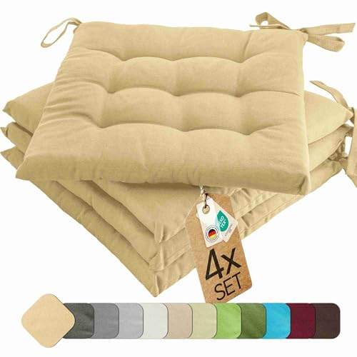 etérea Coussin de Chaise de Jardin 40x40 chaises Exterieur Galette de Chaise Coussins intérieur 4 Pièces de Coussins 40 x 40 cm Beige