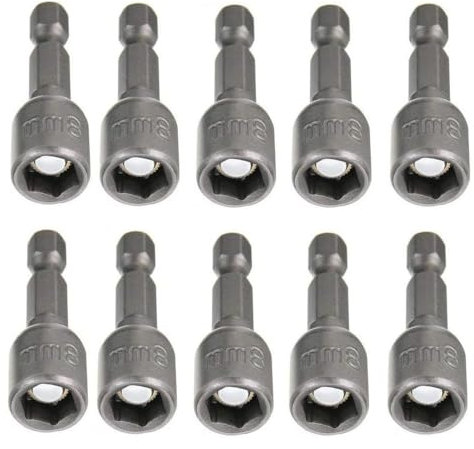 10 Pieces Magnetic Socket Adapter 8mm, Fixinus 1/4 Hex Socket Adapter Drill Bit Nut Driver Set Socket Wrench Extension for Power Tools, 42mm Length