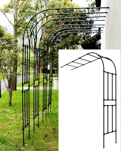Garten-Halbbogen aus Metall, Garten-Torbogengitter für Kletterpflanzen im Freien, Gartenbögen und -Gitter, Ballonbogen, Ideen zum Klettern von Weinreben und Pflanzen, Schwarz, 240 x 240 cm