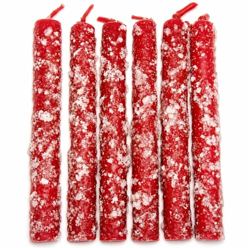 6 velas de ruda con sal 11cm - Velas ritualizadas - Aleja las malas y atrae buenas energías (ROJAS)