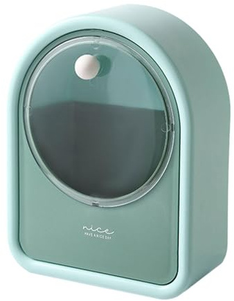 Wandhalterung für Wattestäbchen, Wand-Aufbewahrungsbox für Wattestäbchen, Wandspender für Wattepads, transparente Wandbox für Wattepads, für Schlafzimmer und Badezimmer, grün, Se référer au