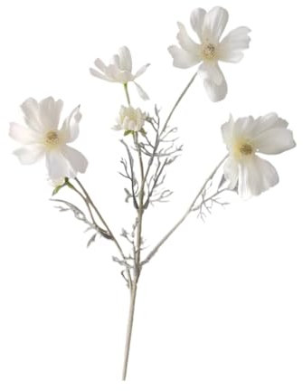 5 x künstliche Seidenblumen, Frühlingsfarbe, kleine persische Chrysanthemen, Gesang-Blumen (Farbe: Weiß)