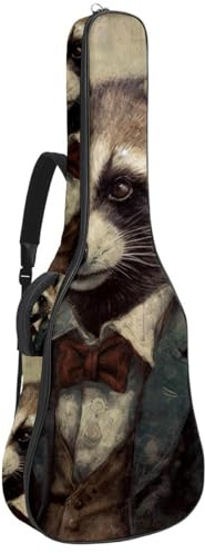 Schöne Tasche für Akustikgitarre, wasserdicht, mit mehreren Taschen und Schutzschicht, Vintage-Eichhörnchenmuster, Mehrfarbig Nr. 08, 42.9x16.9x4.7 in, Gitarrentasche