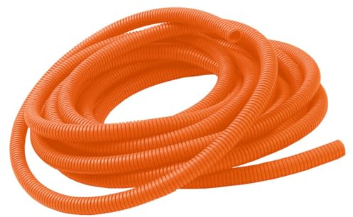 MOCNT Tubo Corrugato Flessibile Auto Chiuso Tubo Guaina Isolante Protettivo Cavo Filo per Guaina Ondulata Cavi Elettrici Gestione Arancione Esterno 21mm Lunghezza 10Metri