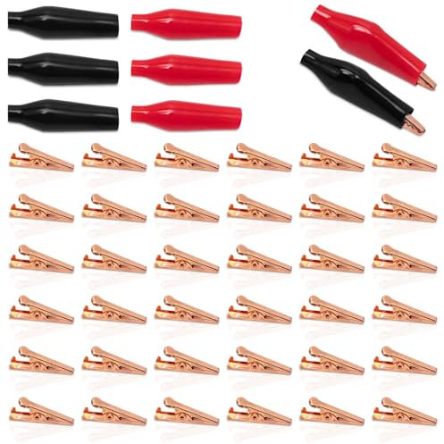 36 PCS Copper Alligator Clips with Soft Insulated Cover,27mm Small Alligator Clips Electrical,Soldering Heat Sinks Crocodile Clamps for Cable Lead Connection,Solder, Electrical Test (Brass)