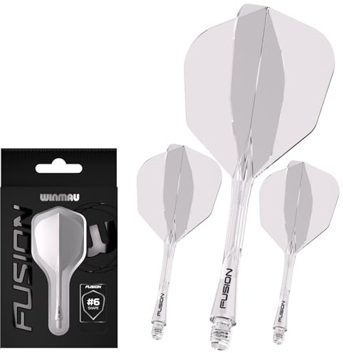 WINMAU Darts - Fusion Integrerat flyg- och axelsystem - No.6 Form och design – Svart Färg, Medium Längd