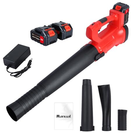 Cordless Leaf Blower, 21V 150 MPH Battery Leaf Blower with 1500mAh Batteries and Charge, 320CFM 6 Adjustable Speeds Electric Leaf Blower for Lawn Care Shipping from UK (Red)