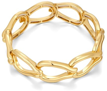 ENSKEFEN Love Heart Bracelets for Women Trendy Thick Chunky Heart Bangles Romantic Statement Gold Bracelets