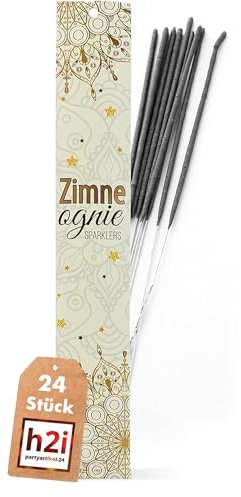 h2i Wunderkerzen | 24 Stück | 70 cm | Brenndauer ca. 160 Sek | Geburtstagskerzen Sprühkerze Spritzkerze Sternenspritzer und Funkenzauber für Party Hochzeit Silvester Geburtstag | b | Kat F1