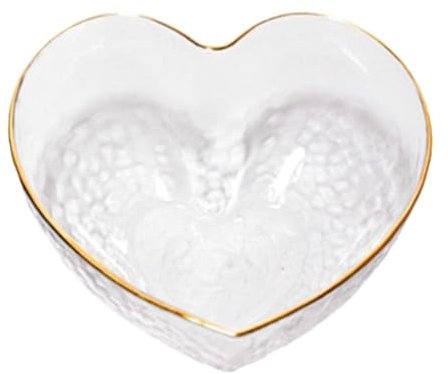 Ensaladera Madera Cuenco De Vidrio Con Borde Dorado Creativo, Cuenco Transparente Con Forma De Corazón De Melocotón For El Hogar, Ensaladera De Frutas Y Verduras Ensaladera Portatil(8*3.8cm)
