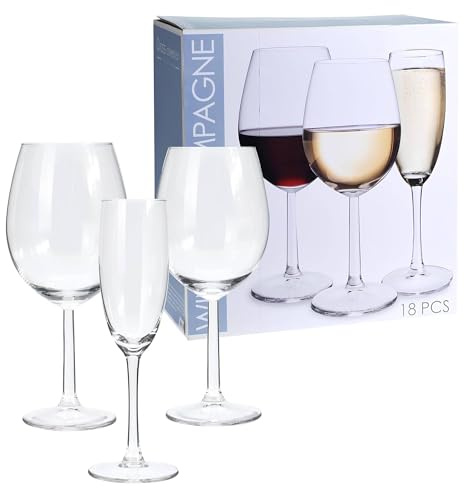 WELL HOME MOBILIARIO & DECORACIÓN Set de 18 Copas de vino y Champagne