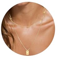 RWQIAN Layering Kette mit Buchstaben A-Z Anhänger Damen Buchstaben Kette Gold/Silber Initialen Letter Halskette 18+2 Schmuck Buchstaben Geschenke fur Frauen