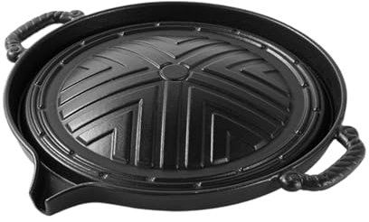 Gusseisen-Grillpfanne, Steakpfanne, Outdoor- , antihaftbeschichtete Grillplatte, hitzebeständige Griffe, leicht zu pflegen, 28 cm, für verschiedene Kochmethoden