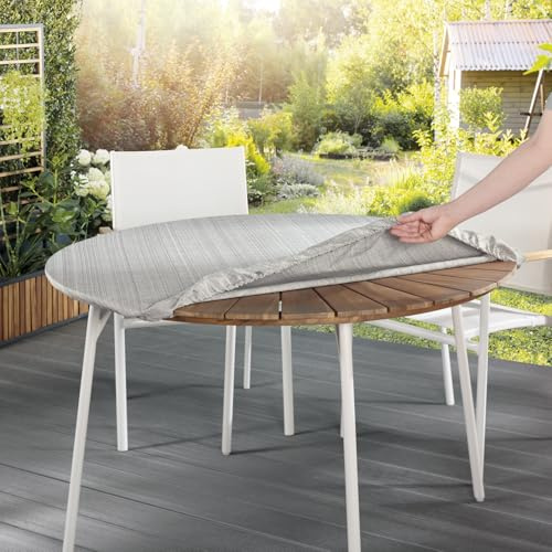 Spanntischdecke Samba Home, grau, 110-130 cm rund, Tischdecke mit Fleckschutz, abwaschbar, für Indoor und Outdoor