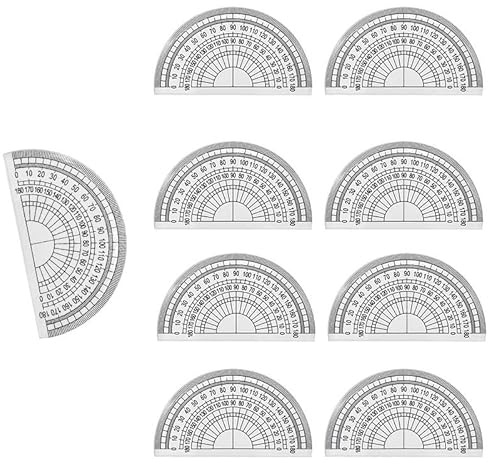 10 Pcs Plastic Protractor 360 Degrees, for Angle Measurement(Clear)