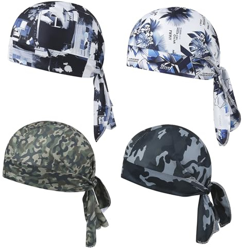 LDBKLGHJ Bandane Uomo Sportive Multifunzione + Set 4 Pezzi + Traspiranti Leggere + Taglia Unica + Nero Grigio Blu
