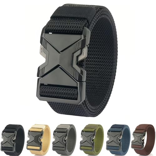 QIUSUIG Herren Arbeitsgürtel Outdoor, Schwerlast Nylongürtel mit Schnellverschluss Metallschnalle (3.8cm) - Robuster Halt für Trekking, Expedition & Beruf