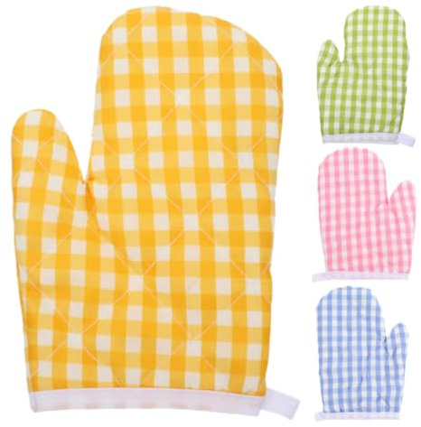Sosoport 4pcs Boys and Girls Oven Mitts Heat Resistant Thickened Baking Gloves for Kitchen Cooking Providing Hand Protection and Safe Handling for Food and Baking Scenarios